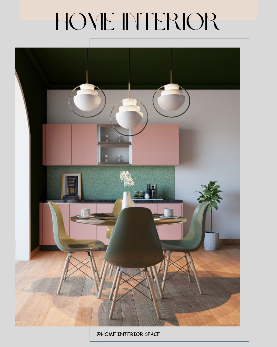 Kitchen and Dining Areas Pink and Green Interior Design in Your Home